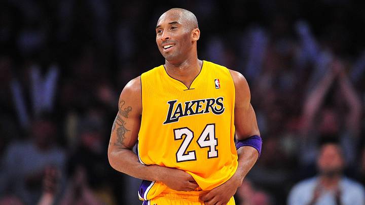April 3, 2012; Los Angeles, CA, USA; Los Angeles Lakers shooting guard Kobe Bryant (24) reacts after scoring a basket against the New Jersey Nets during the second half at Staples Center. Mandatory Credit: Gary A. Vasquez-Imagn Images