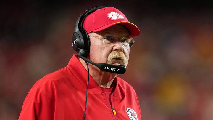 Sep 20, 2026; Kansas City, Missouri, USA; Kansas City Chiefs head coach Andy Reid looks on during the second quarter against the Indianapolis Colts at GEHA Field at Arrowhead Stadium. Sep 20, 2026; Kansas City, Missouri, USA; Kansas City Chiefs head coach Andy Reid looks on during the second quarter against the Indianapolis Colts at GEHA Field at Arrowhead Stadium.