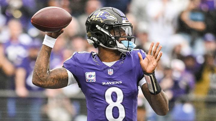 Baltimore Ravens quarterback Lamar Jackson (8) drops back to pass during the first half against the Tennessee Titans at M&T Bank Stadium. Baltimore Ravens quarterback Lamar Jackson (8) drops back to pass during the first half against the Tennessee Titans at M&T Bank Stadium.
