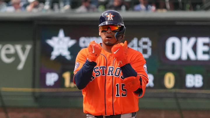 Houston Astros third baseman Isaac Paredes. Houston Astros third baseman Isaac Paredes.