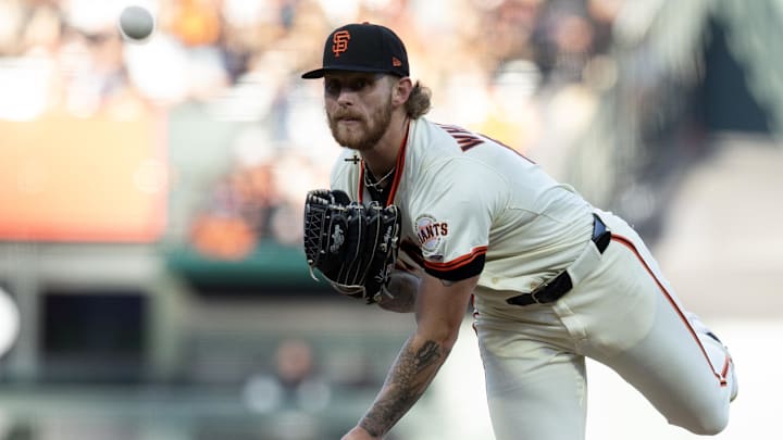 Jul 28, 2025; San Francisco, California, USA; San Francisco Giants starting pitcher Carson Whisenhunt (88) delivers a pitch against the Pittsburgh Pirates during the first inning at Oracle Park. 