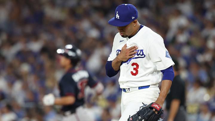 Oct 4, 2026; Los Angeles, California, USA; Los Angeles Dodgers pitcher Edwin Diaz (3) reacts after the sixth inning against the Atlanta Braves in game two of the NLDS for the 2026 MLB Playoffs at Uniqlo Field at Dodger Stadium. Mandatory Credit: Kiyoshi Mio-Imagn Images Oct 4, 2026; Los Angeles, California, USA; Los Angeles Dodgers pitcher Edwin Diaz (3) reacts after the sixth inning against the Atlanta Braves in game two of the NLDS for the 2026 MLB Playoffs at Uniqlo Field at Dodger Stadium. Mandatory Credit: Kiyoshi Mio-Imagn Images