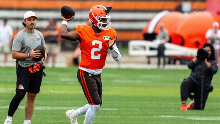 Cleveland Browns quarterback Shedeur Sanders (2) passes during day 12 of training camp, Aug. 11, 2026, in Berea, Ohio. Cleveland Browns quarterback Shedeur Sanders (2) passes during day 12 of training camp, Aug. 11, 2026, in Berea, Ohio.