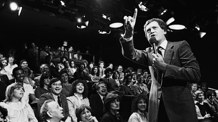 Comedian David Letterman Warms Up TV Audience