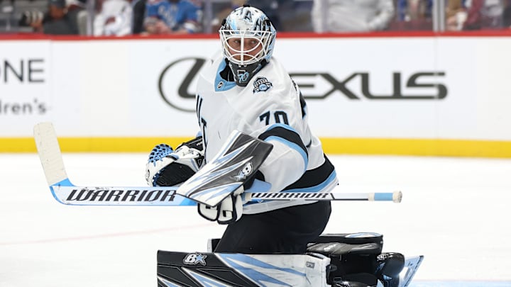 Utah Hockey Club netminder Karel Vejmelka had a strong game against the Colorado Avalanche on Thursday night.