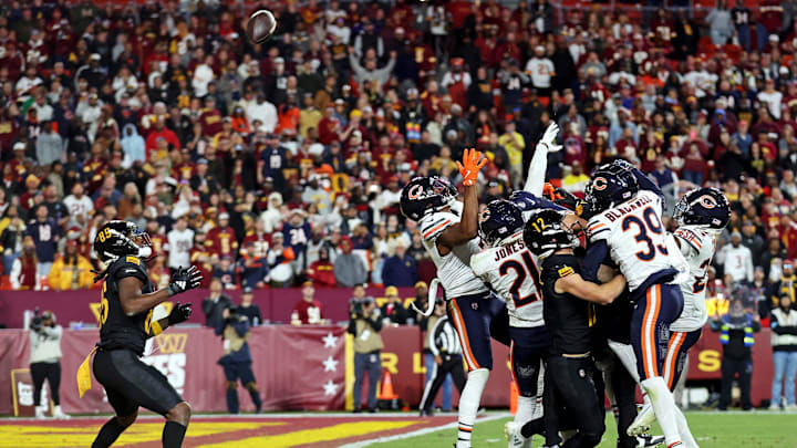 The Hail Mary that resulted in a game-winning TD catch by Noah Brown. The Hail Mary that resulted in a game-winning TD catch by Noah Brown.