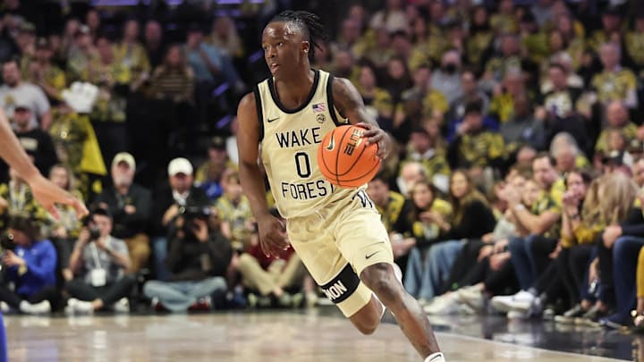 Feb 24, 2024; Winston-Salem, North Carolina, USA;  Wake Forest Demon Deacons guard Kevin Miller (0)