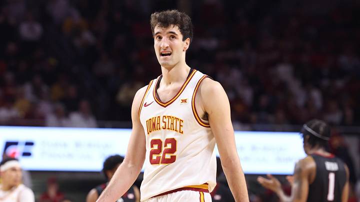 Feb 28, 2026; Ames, Iowa, USA; Iowa State Cyclones forward Milan Momcilovic (22) watches the time tick down in their loss to the Texas Tech Red Raiders during the second half at James H. Hilton Coliseum. Mandatory Credit: Reese Strickland-Imagn Images Feb 28, 2026; Ames, Iowa, USA; Iowa State Cyclones forward Milan Momcilovic (22) watches the time tick down in their loss to the Texas Tech Red Raiders during the second half at James H. Hilton Coliseum. Mandatory Credit: Reese Strickland-Imagn Images