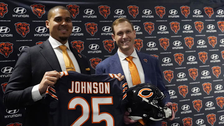Chicago Bears GM Ryan Poles and head coach Ben Johnson