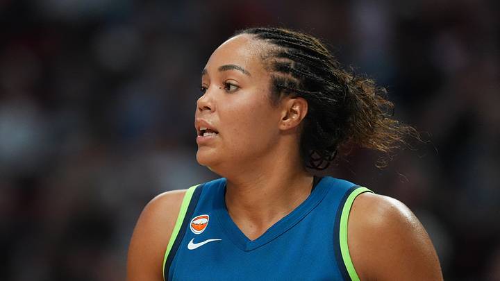 Aug 12, 2026; Portland, Oregon, USA; Minnesota Lynx forward Napheesa Collier (24) looks on during the second half against the Portland Fire at Moda Center. Mandatory Credit: Soobum Im-Imagn Images