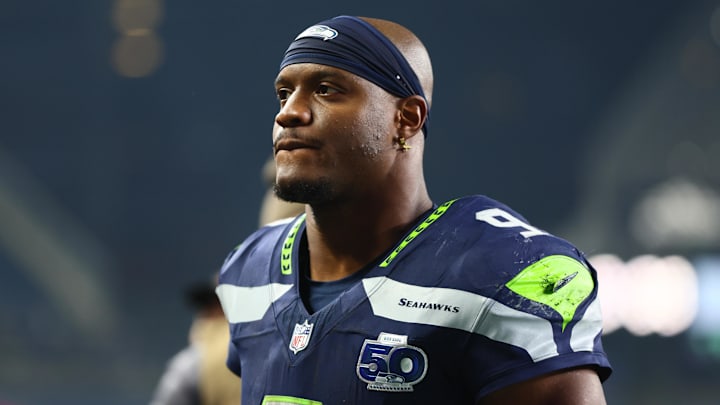 Seattle Seahawks running back Kenneth Walker III (9) leaves the field following an NFC Divisional Round game against the San Francisco 49ers at Lumen Field. 