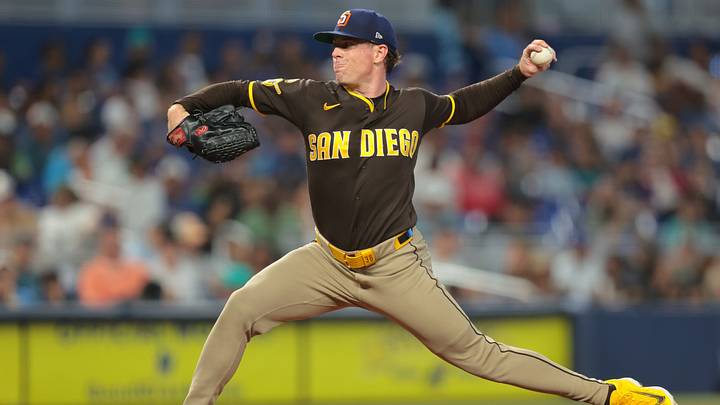 Jul 25, 2026; Miami, Florida, USA; San Diego Padres pitcher Jp Sears (38) delivers a pitch against the Miami Marlins during the fifth inning at loanDepot Park. Mandatory Credit: Sam Navarro-Imagn Images Jul 25, 2026; Miami, Florida, USA; San Diego Padres pitcher Jp Sears (38) delivers a pitch against the Miami Marlins during the fifth inning at loanDepot Park. Mandatory Credit: Sam Navarro-Imagn Images