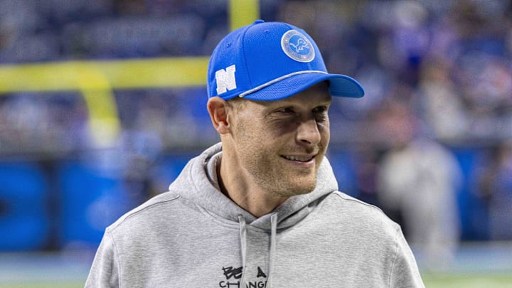 Dec 15, 2024; Detroit, Michigan, USA; Detroit Lions offensive coordinator Ben Johnson during warm ups before a game against the Buffalo Bills at Ford Field. Mandatory Credit: David Reginek-Imagn Images Dec 15, 2024; Detroit, Michigan, USA; Detroit Lions offensive coordinator Ben Johnson during warm ups before a game against the Buffalo Bills at Ford Field. Mandatory Credit: David Reginek-Imagn Images