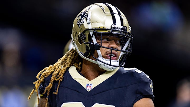 Sep 8, 2024; New Orleans, Louisiana, USA;  New Orleans Saints defensive end Chase Young (99) against the Carolina Panthers during the pregame at Caesars Superdome. Mandatory Credit: Stephen Lew-Imagn Images