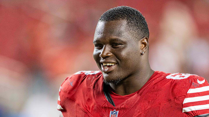 August 19, 2023; Santa Clara, California, USA; San Francisco 49ers defensive tackle Marlon Davidson (62) after the game against the Denver Broncos at Levi's Stadium. Mandatory Credit: Kyle Terada-Imagn Images