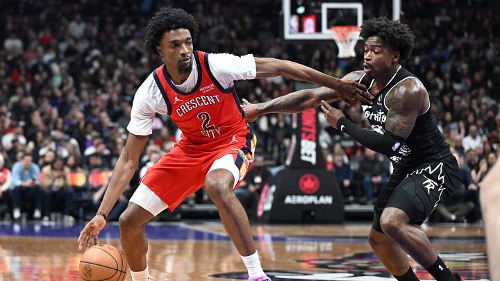 Mar 27, 2026; Toronto, Ontario, CAN; New Orleans Pelicans forward Herb Jones (2) dribbles. Mandatory Credit: Dan Hamilton-Imagn Images Mar 27, 2026; Toronto, Ontario, CAN; New Orleans Pelicans forward Herb Jones (2) dribbles. Mandatory Credit: Dan Hamilton-Imagn Images