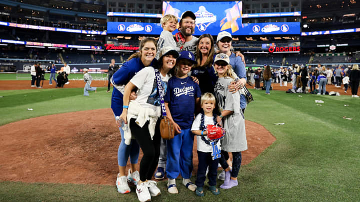 Dodgers pitcher Clayton Kershaw celebrated the team’s World Series win with his family.