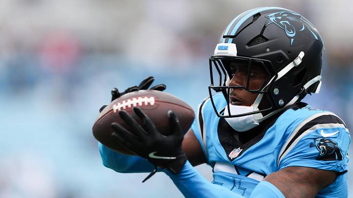 Carolina Panthers cornerback Corey Thornton (31) makes a catch during warmups 