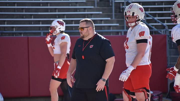 Wisconsin offensive line coach Eric Mateos.