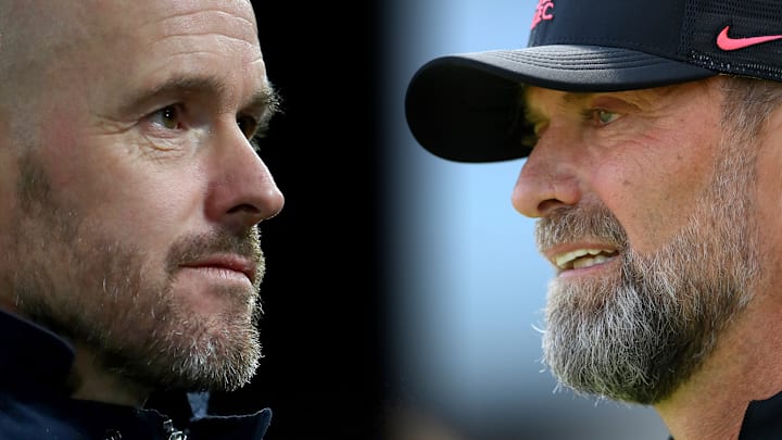 Erik ten Hag (left) and Jurgen Klopp are in charge of England's two most successful clubs Erik ten Hag (left) and Jurgen Klopp are in charge of England's two most successful clubs