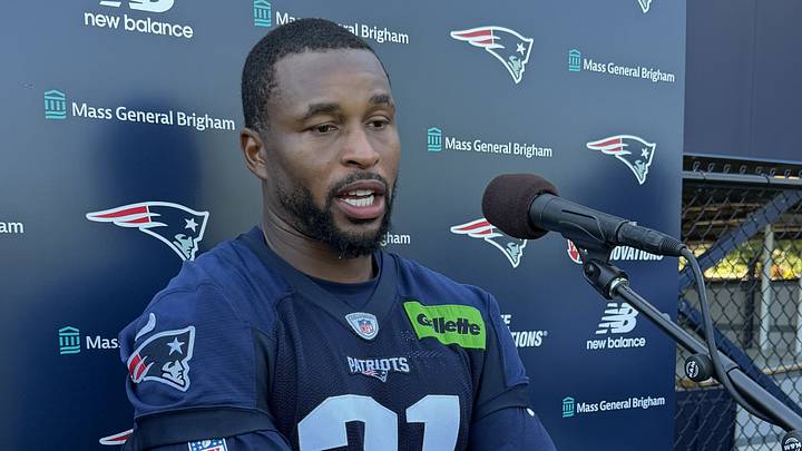 New England Patriots safety Kevin Byard speaks to the media following one of the team's mandatory minicamp practices. New England Patriots safety Kevin Byard speaks to the media following one of the team's mandatory minicamp practices.