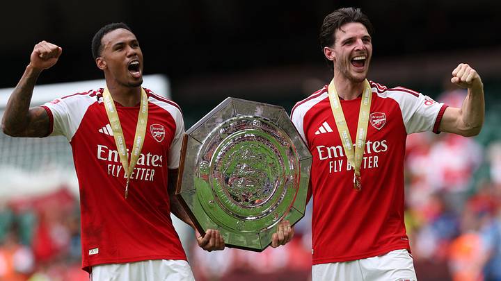 Gabriel Magalhaes, Declan Rice, Arsenal Gabriel Magalhaes, Declan Rice, Arsenal
