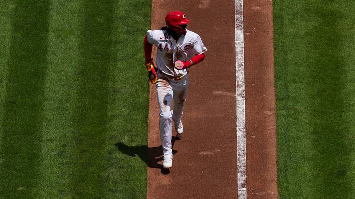 May 31, 2026; Cincinnati, Ohio, USA; Cincinnati Reds shortstop Elly de la Cruz (44) scores a run against the Atlanta Braves in the third inning at Great American Ball Park. Mandatory Credit: Aaron Doster-Imagn Images May 31, 2026; Cincinnati, Ohio, USA; Cincinnati Reds shortstop Elly de la Cruz (44) scores a run against the Atlanta Braves in the third inning at Great American Ball Park. Mandatory Credit: Aaron Doster-Imagn Images