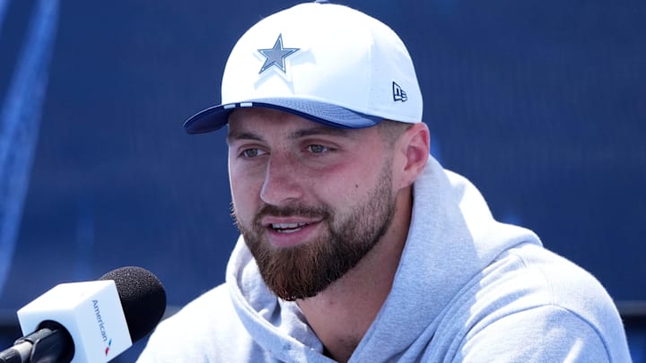 Dallas Cowboys tight end Jake Ferguson at training camp press conference at the River Ridge Fields.