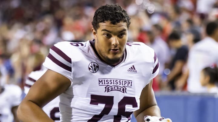 Sep 10, 2022; Tucson, Arizona, USA; Mississippi State Bulldogs offensive lineman Albert Reese IV