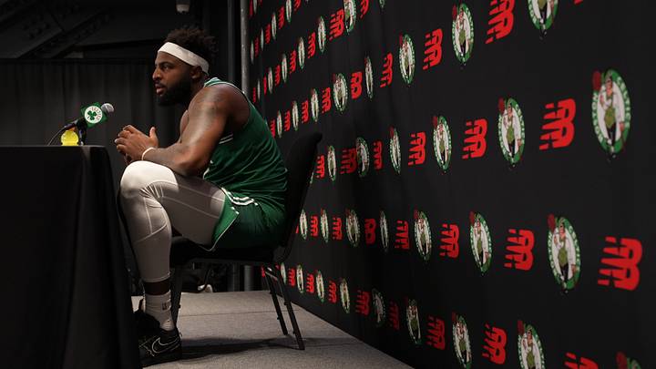 Sep 28, 2026; Boston, MA, USA; Boston Celtics center Mitchell Robinson (4) talks to reporters during media day at Auerbach Center. Mandatory Credit: David Butler II-Imagn Images