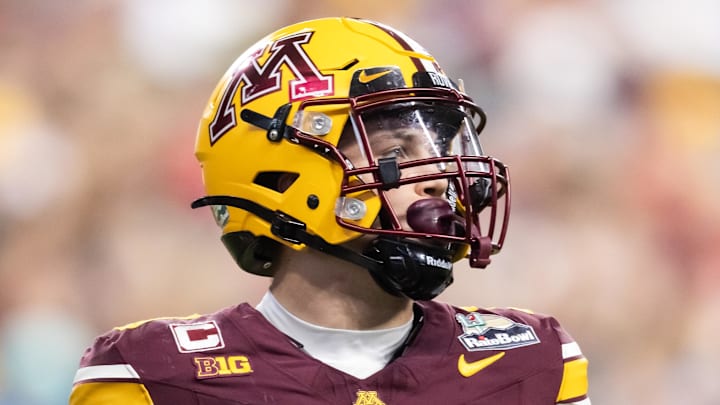 Dec 26, 2025; Phoenix, AZ, USA; Minnesota Golden Gophers defensive back Koi Perich (3) against the New Mexico Lobos during the Rate Bowl at Chase Field. Mandatory Credit: Mark J. Rebilas-Imagn Images Dec 26, 2025; Phoenix, AZ, USA; Minnesota Golden Gophers defensive back Koi Perich (3) against the New Mexico Lobos during the Rate Bowl at Chase Field. Mandatory Credit: Mark J. Rebilas-Imagn Images