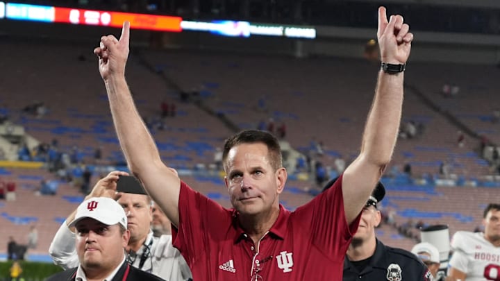 Indiana coach Curt Cignetti reacts after beating UCLA at the Rose Bowl. Indiana coach Curt Cignetti reacts after beating UCLA at the Rose Bowl.
