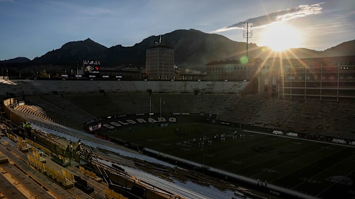 Nov 4, 2023; Boulder, Colorado, USA; Folsom Field in Boulder, Colorado before the game between