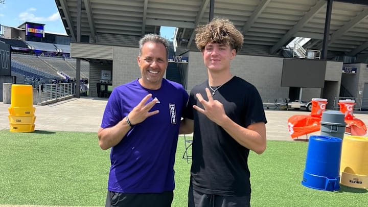 Jedd Fisch and Caden Jones share a UW recruiting moment.
