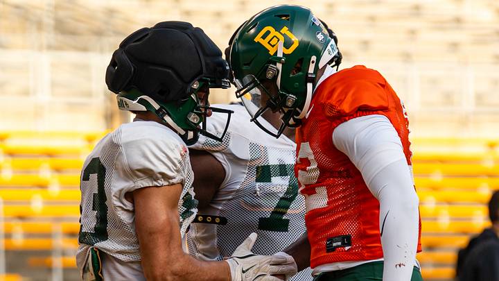DJ Lagway and Jadon Porter celebrating a score in Spring Ball DJ Lagway and Jadon Porter celebrating a score in Spring Ball