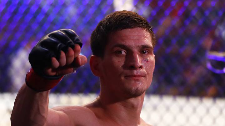 Jun 12, 2021; Glendale, Arizona, USA; Movsar Evloev during UFC 263 at Gila River Arena. Mandatory Credit: Mark J. Rebilas-USA TODAY Sports