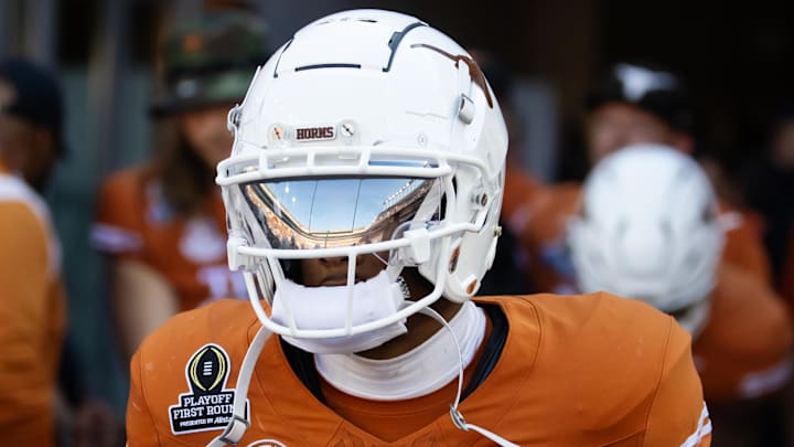 Dec 21, 2024; Austin, Texas, USA; Texas Longhorns wide receiver Matthew Golden (2) against the Clemson Tigers during the CFP National playoff first round at Darrell K Royal-Texas Memorial Stadium. Mandatory Credit: Mark J. Rebilas-Imagn Images
