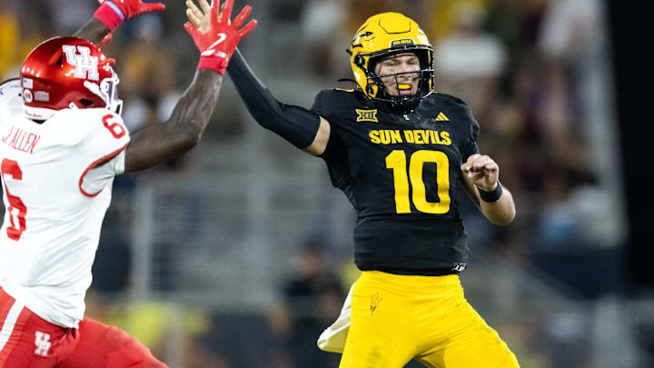 Arizona State Sun Devils quarterback Sam Leavitt (10) against the Houston Cougars