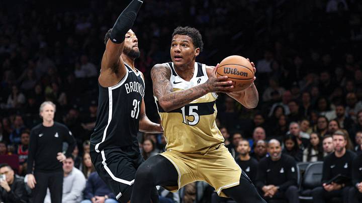 Apr 5, 2026; Brooklyn, New York, USA; Washington Wizards forward Julian Reese (15) drives to the basket against Brooklyn Nets forward Chaney Johnson (31) during the first quarter at Barclays Center. Mandatory Credit: Vincent Carchietta-Imagn Images Apr 5, 2026; Brooklyn, New York, USA; Washington Wizards forward Julian Reese (15) drives to the basket against Brooklyn Nets forward Chaney Johnson (31) during the first quarter at Barclays Center. Mandatory Credit: Vincent Carchietta-Imagn Images