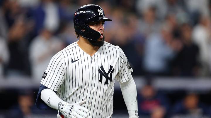 Sep 30, 2026; Bronx, New York, USA; New York Yankees first baseman Luis Garcia Jr. (26) at bat in the sixth inning against the Boston Red Sox during game two of the Wildcard round for the 2026 MLB Playoffs at Yankee Stadium. Mandatory Credit: Vincent Carchietta-Imagn Images Sep 30, 2026; Bronx, New York, USA; New York Yankees first baseman Luis Garcia Jr. (26) at bat in the sixth inning against the Boston Red Sox during game two of the Wildcard round for the 2026 MLB Playoffs at Yankee Stadium. Mandatory Credit: Vincent Carchietta-Imagn Images