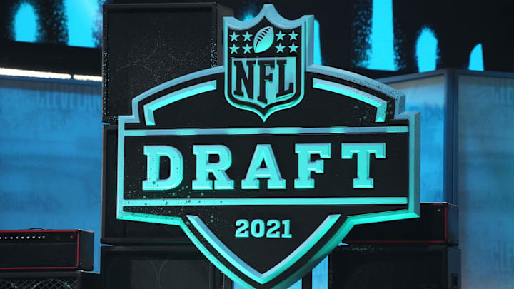 Apr 29, 2021; Cleveland, Ohio, USA; A general overall view of the 2021 NFL Shield Draft logo at First Energy Stadium. Mandatory Credit: Kirby Lee-Imagn Images Apr 29, 2021; Cleveland, Ohio, USA; A general overall view of the 2021 NFL Shield Draft logo at First Energy Stadium. Mandatory Credit: Kirby Lee-Imagn Images