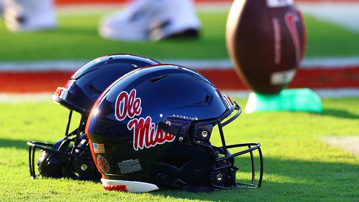 Aug 30, 2025; Oxford, Mississippi, USA; Mississippi Rebels helmets lay on the field prior to the game against the Georgia State Panthers at Vaught-Hemingway Stadium. Mandatory Credit: Petre Thomas-Imagn Images Aug 30, 2025; Oxford, Mississippi, USA; Mississippi Rebels helmets lay on the field prior to the game against the Georgia State Panthers at Vaught-Hemingway Stadium. Mandatory Credit: Petre Thomas-Imagn Images