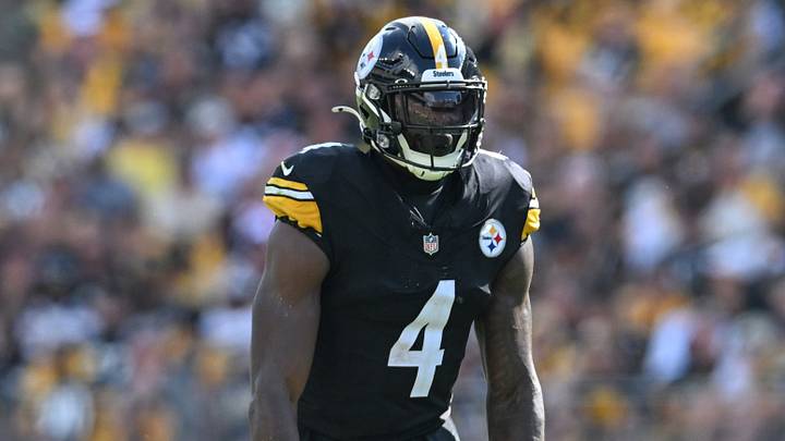 Sep 13, 2026; Pittsburgh, Pennsylvania, USA; Pittsburgh Steelers wide receiver Dk Metcalf (4) lines up against the Atlanta Falcons during the second half at Acrisure Stadium. Mandatory Credit: Barry Reeger-Imagn Images Sep 13, 2026; Pittsburgh, Pennsylvania, USA; Pittsburgh Steelers wide receiver Dk Metcalf (4) lines up against the Atlanta Falcons during the second half at Acrisure Stadium. Mandatory Credit: Barry Reeger-Imagn Images