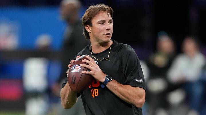 Clemson quarterback Cade Klubnik (QB10) during the NFL Scouting Combine at Lucas Oil Stadium.