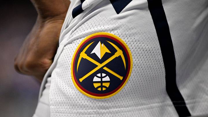 Jan 14, 2026; Dallas, Texas, USA; A view of the Denver Nuggets logo on the shorts of guard Tim Hardaway Jr. (10) during the game against the Dallas Mavericks at the American Airlines Center. Mandatory Credit: Jerome Miron-Imagn Images