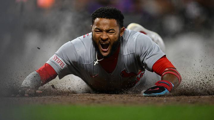 Sep 23, 2025; San Francisco, California, USA; St. Louis Cardinals center fielder Victor Scott II (11) slides home against the San Francisco Giants during the ninth inning at Oracle Park. Mandatory Credit: Eakin Howard-Imagn Images Sep 23, 2025; San Francisco, California, USA; St. Louis Cardinals center fielder Victor Scott II (11) slides home against the San Francisco Giants during the ninth inning at Oracle Park. Mandatory Credit: Eakin Howard-Imagn Images