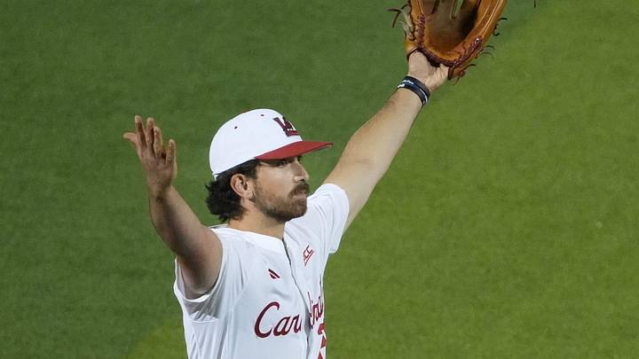 Louisville’s pitcher Peter Michael celebrates defeating Kentucky at Jim Patterson Stadium in the 119th Battle of the Bluegrass.
April 21, 2026