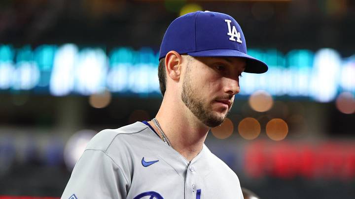 Jun 4, 2026; Phoenix, Arizona, USA; Los Angeles Dodgers right fielder Kyle Tucker (23)  walks to the dugout after warming up before the game against the Arizona Diamondbacks at Chase Field. Mandatory Credit: Anna Carrington-Imagn Images