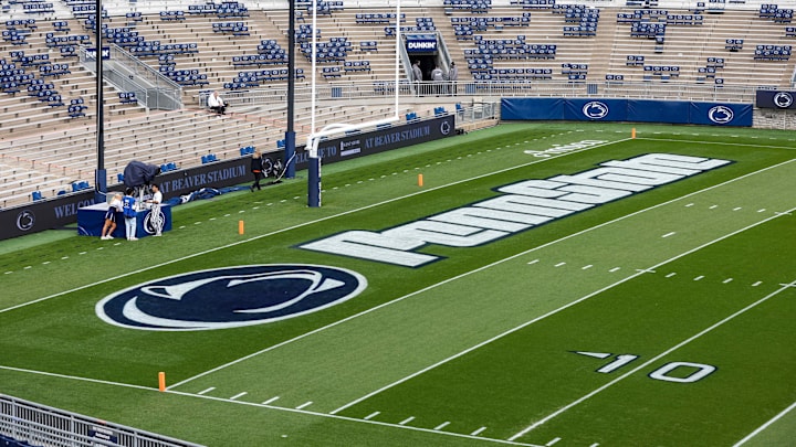 A general view of the end zone at Beaver Stadium prior to the game between the Northwestern Wildcats and the Penn State Nittany Lions. 