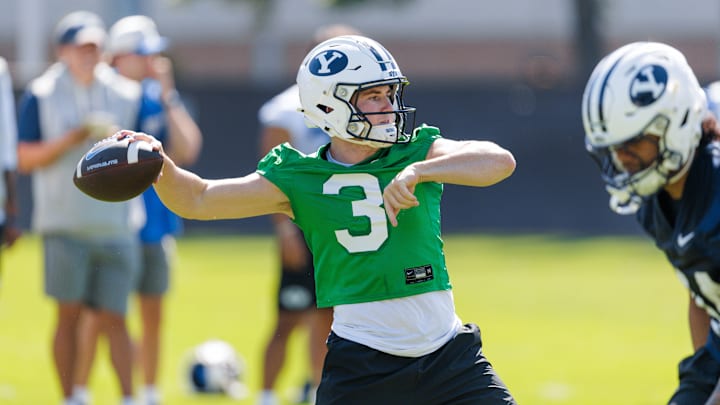 BYU quarterback McCae Hillstead at BYU Fall Camp